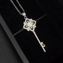 Crystal Floral Key Pendant Necklace - ArtGalleryZen