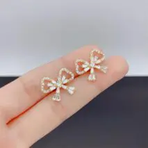 Crystal Ribbon Heart Earrings - ArtGalleryZen