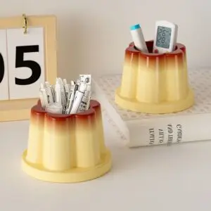 Cute Caramel Pudding Pen Holder - ArtGalleryZen