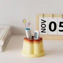 Cute Caramel Pudding Pen Holder - ArtGalleryZen