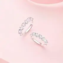 Cute CZ Inlaid Heart Matching Ring - ArtGalleryZen
