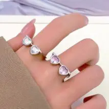 Cute Heart Shape Sunglasses Crystal Love Ring - ArtGalleryZen