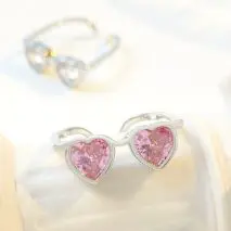 Cute Heart Shape Sunglasses Crystal Love Ring - ArtGalleryZen