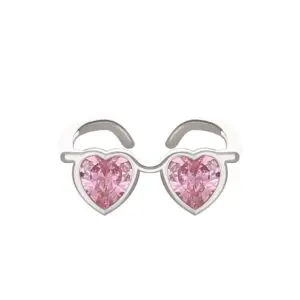 Cute Heart Shape Sunglasses Crystal Love Ring - ArtGalleryZen
