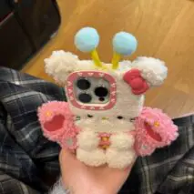 Cute Hello Kitty Pink Wing Bee Plush iPhone Case - ArtGalleryZen