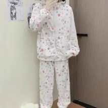 Cute Kitten Star Rilakkuma Winter Fluffy Pajama Set - ArtGalleryZen