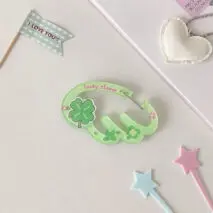 Cute Lucky Clover Strawberry Wing Kpop Acrylic Keychain Carabiner - ArtGalleryZen