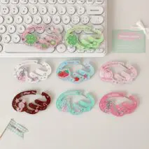 Cute Lucky Clover Strawberry Wing Kpop Acrylic Keychain Carabiner - ArtGalleryZen