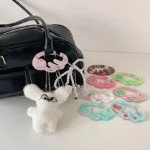 Cute Lucky Clover Strawberry Wing Kpop Acrylic Keychain Carabiner - ArtGalleryZen
