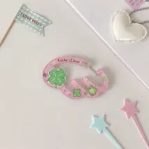 Cute Lucky Clover Strawberry Wing Kpop Acrylic Keychain Carabiner - ArtGalleryZen