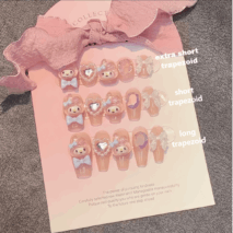 Cute My Melody Handmade 3D Press on Nails Short False Nail - ArtGalleryZen