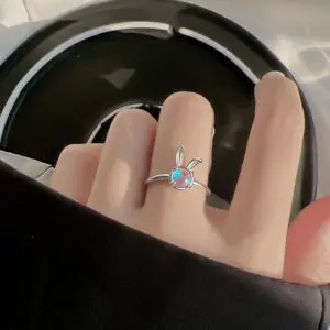 Cute Opal Rabbit Ring - ArtGalleryZen