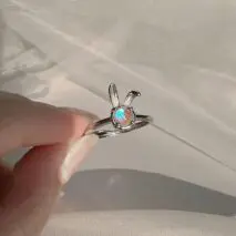 Cute Opal Rabbit Ring - ArtGalleryZen