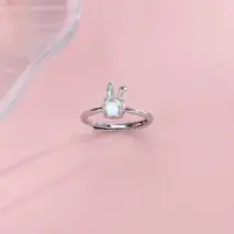 Cute Opal Rabbit Ring - ArtGalleryZen
