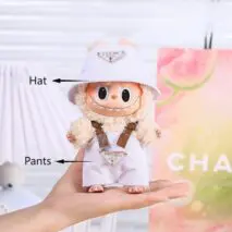 Cute Pink Bow Angel Wings Labubu 17cm Doll Clothes - ArtGalleryZen