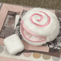 Cute Pink Narutomaki Plush Earphone Case Coin Purse - ArtGalleryZen