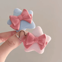 Cute Plush Star Bowknot Hair Clip Set - ArtGalleryZen