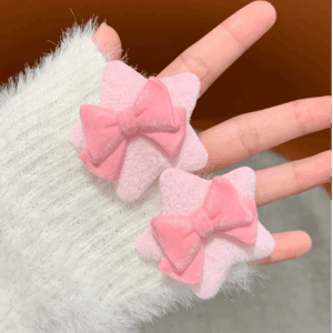 Cute Plush Star Bowknot Hair Clip Set - ArtGalleryZen