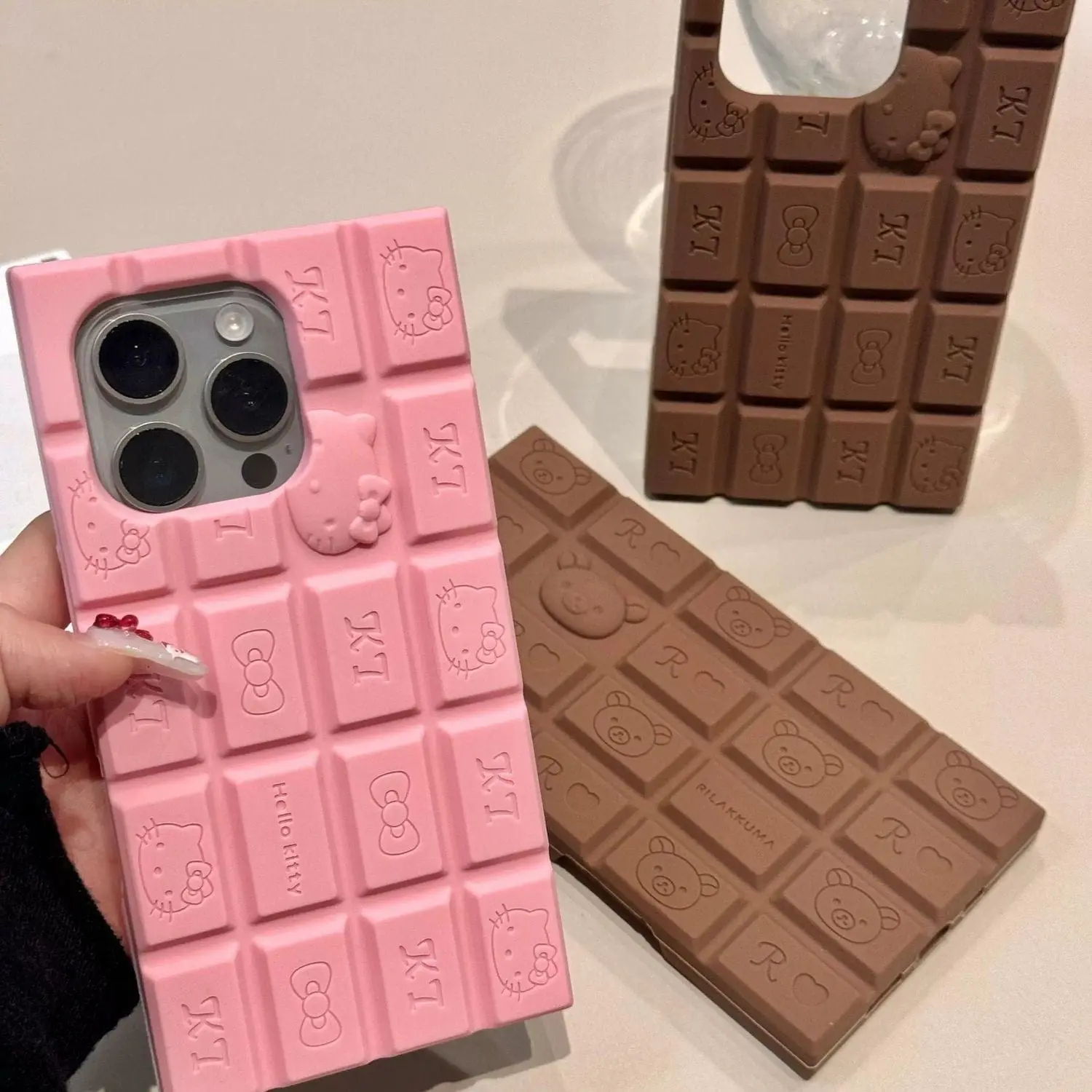 Cute Rilakkuma Hello Kitty Chocolate Silicone iPhone Case - ArtGalleryZen