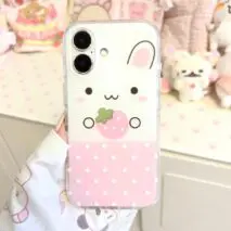Cute Strawberry Bunny iPhone Case - ArtGalleryZen