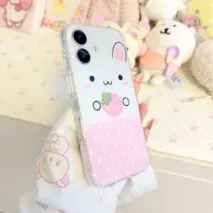 Cute Strawberry Bunny iPhone Case - ArtGalleryZen