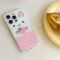 Cute Strawberry Bunny iPhone Case - ArtGalleryZen