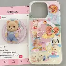 Cute Sylvanian Families Magnetic Stand iPhone Case - ArtGalleryZen