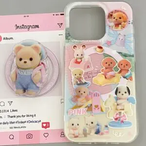 Cute Sylvanian Families Magnetic Stand iPhone Case - ArtGalleryZen