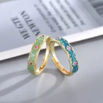 CZ Inlaid Enamel English Floral Ring - ArtGalleryZen