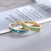 CZ Inlaid Enamel English Floral Ring - ArtGalleryZen