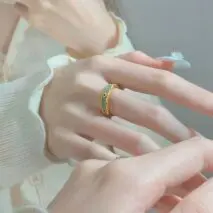 CZ Inlaid Enamel English Floral Ring - ArtGalleryZen