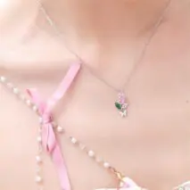 Dainty Crystal Butterfly Tulip Necklace - ArtGalleryZen