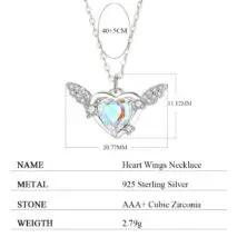 Dainty CZ Inlaid Heart Wings Necklace - ArtGalleryZen