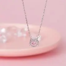 Dainty CZ Inlaid Hello Kitty Necklace - ArtGalleryZen