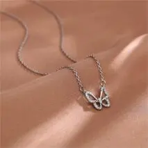 Dainty CZ Inlaid Hollowed-out Butterfly Necklace - ArtGalleryZen