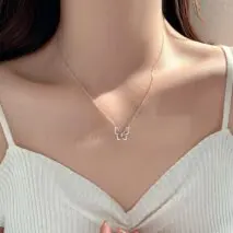 Dainty CZ Inlaid Hollowed-out Butterfly Necklace - ArtGalleryZen