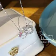 Dainty CZ Inlaid Kitty Pendant Necklace - ArtGalleryZen