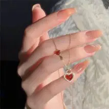 Dainty CZ Inlaid Lock And Key Heart Necklace - ArtGalleryZen