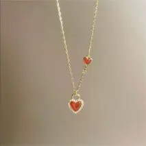 Dainty CZ Inlaid Lock And Key Heart Necklace - ArtGalleryZen
