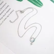 Dainty CZ Inlaid Turquoise Moon Phase Star Necklace - ArtGalleryZen