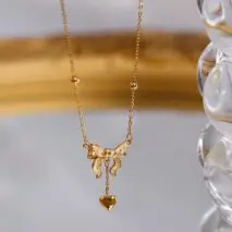 Dainty Gold Bowknot Necklace - ArtGalleryZen