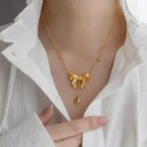 Dainty Gold Bowknot Necklace - ArtGalleryZen