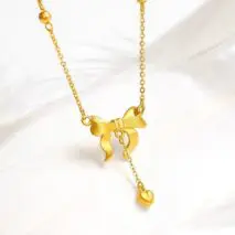 Dainty Gold Bowknot Necklace - ArtGalleryZen