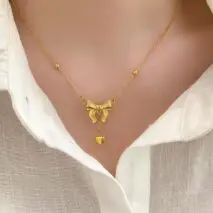 Dainty Gold Bowknot Necklace - ArtGalleryZen
