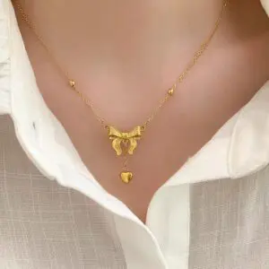 Dainty Gold Bowknot Necklace - ArtGalleryZen