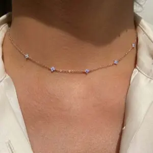 Dainty Handmade 18K Gold Crystal Flower Necklace - ArtGalleryZen