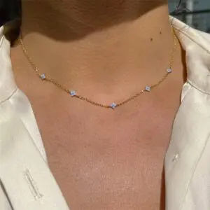 Dainty Handmade 18K Gold Crystal Flower Necklace - ArtGalleryZen