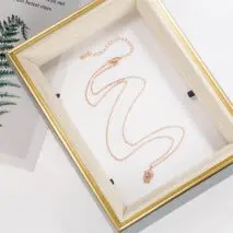 Dainty Pink Crystal Rose Pendant Necklace - ArtGalleryZen