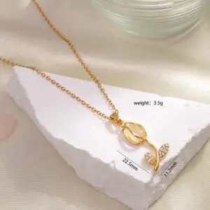 Dainty Rhinestone Inlaid Crystal Tulip Pendant Necklace - ArtGalleryZen