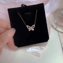 Dainty Sterling Silver Zirconia Butterfly Necklace - ArtGalleryZen